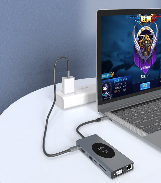 Type-C to HDMI VGA hub multifunctional expansion dock wireless charging usb-c 4K projector